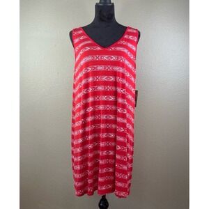 NWT G. H. Bass & Co Southwestern Aztec Print Red and White Sun Dress Size L